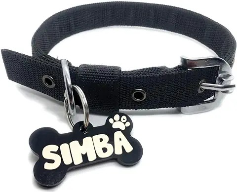 PAWPRO HANDMADE Nylon Personalized Black Dog Collar Belt